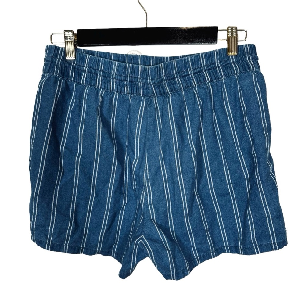 Madewell Blue Stripe Drawstring Pull On Short - Picture 3 of 6